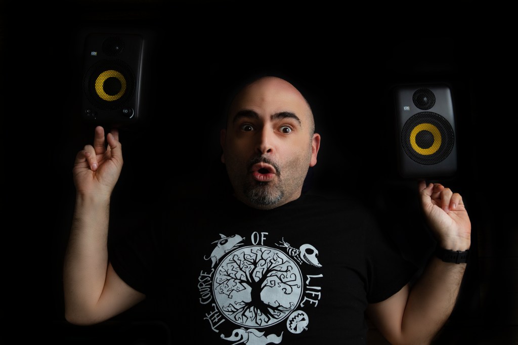 Luca Guercio with his KRK GoAux 4 Portable Monitor System.